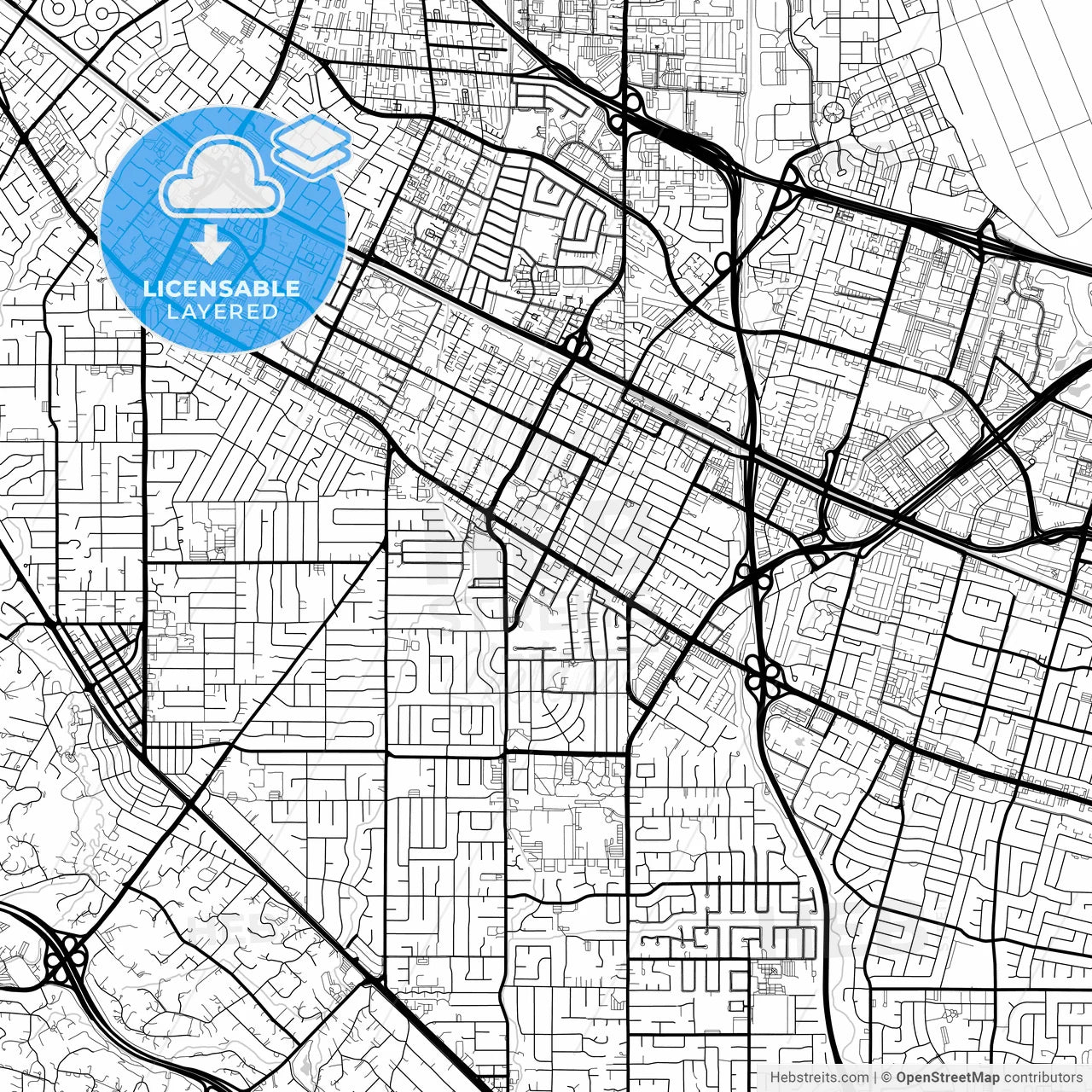 Layered PDF map of Mountain View, California, United States
