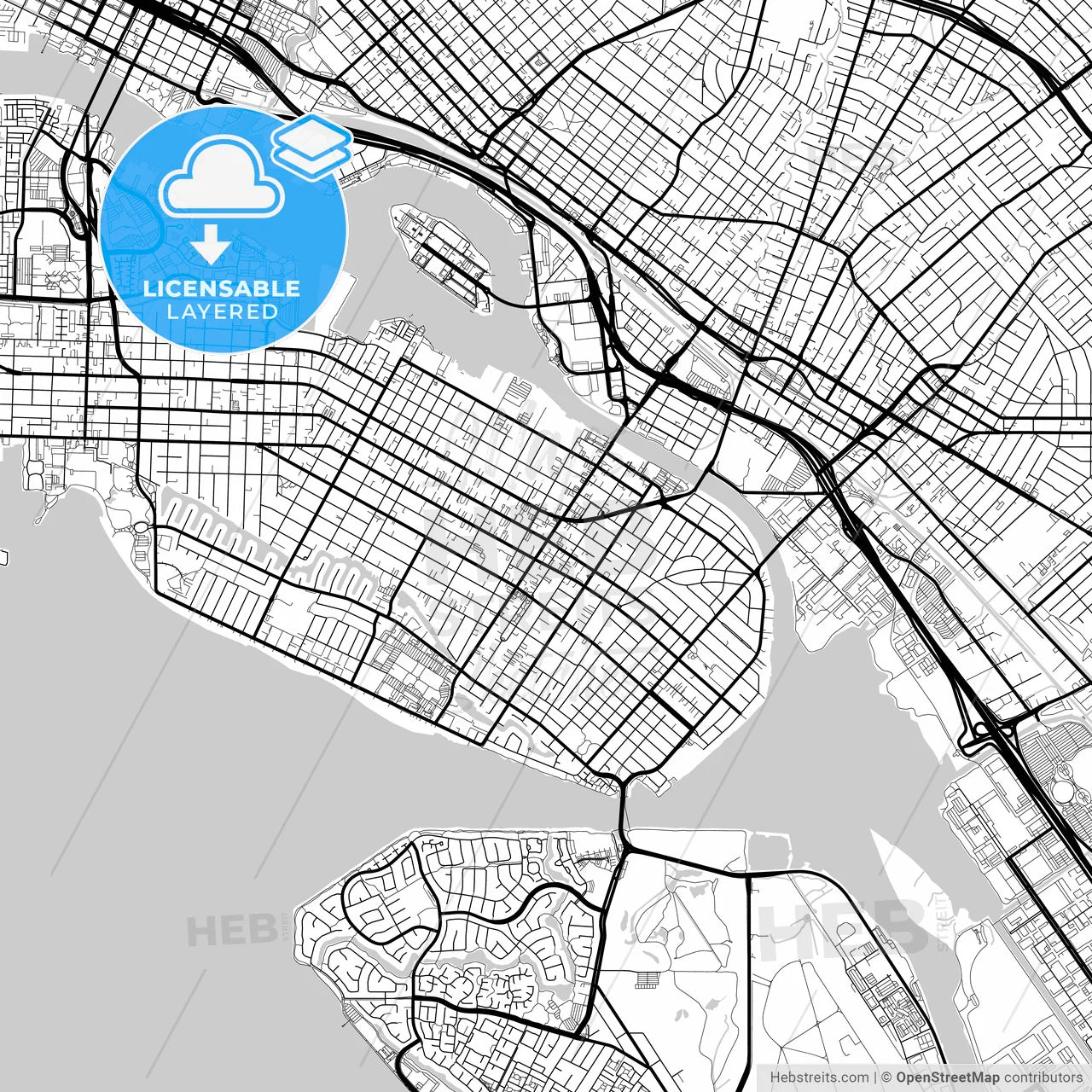 Layered PDF map of Alameda, California, United States