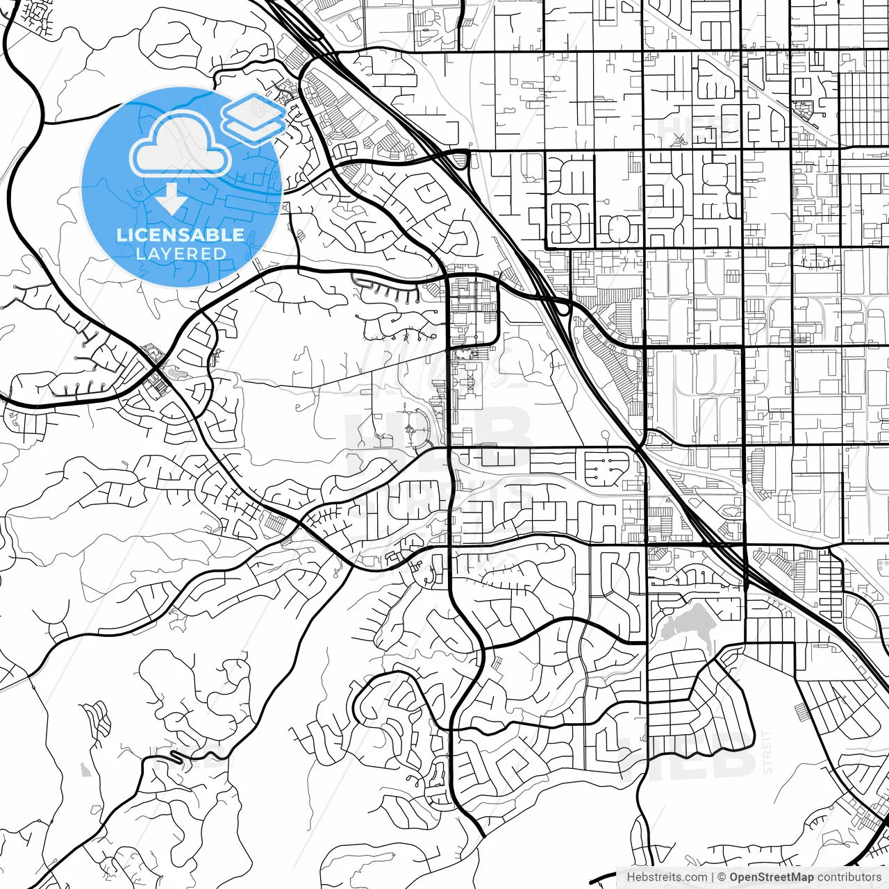 Layered PDF map of Chino Hills, California, United States