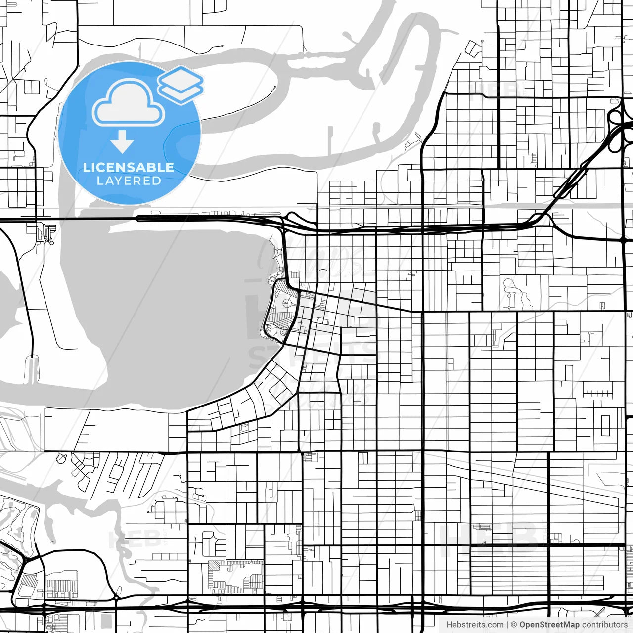 Layered PDF map of Lake Charles, Louisiana, United States