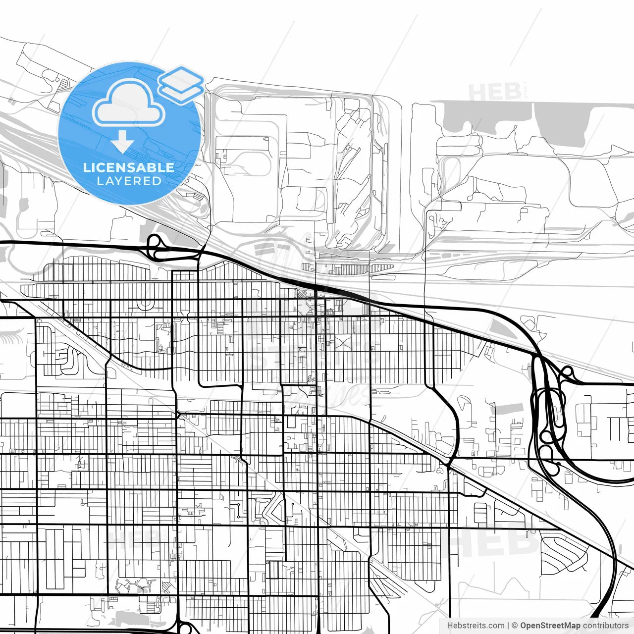 Layered PDF map of Gary, Indiana, United States