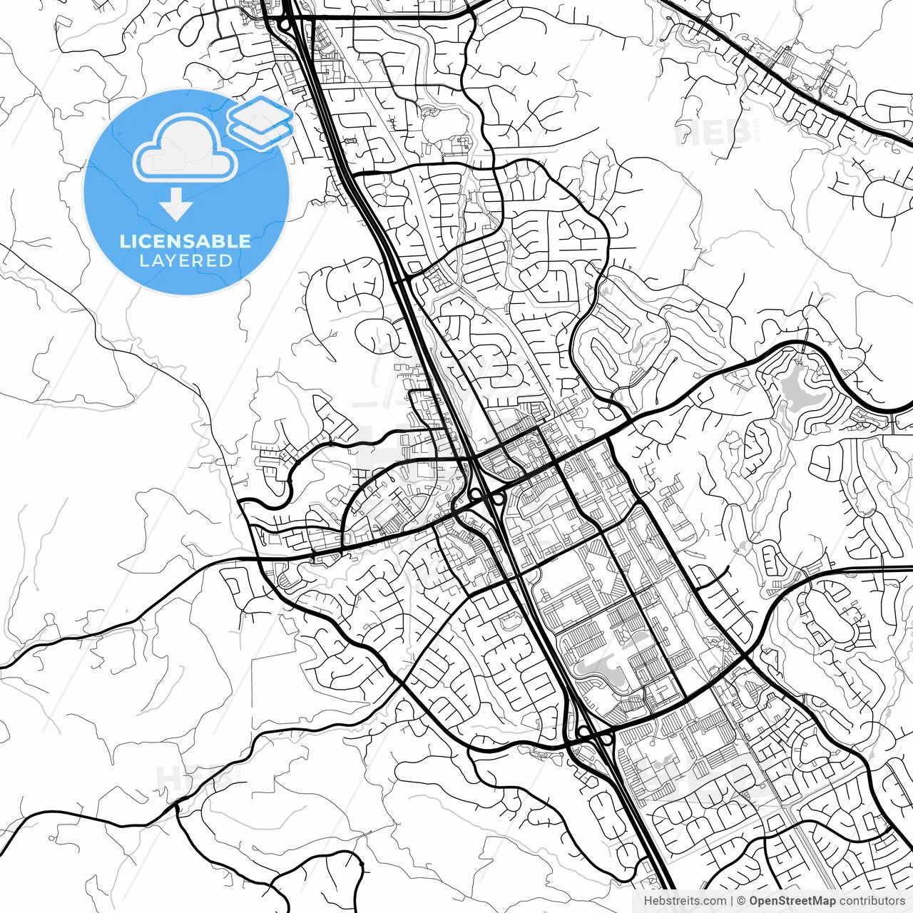 Layered PDF map of San Ramon, California, United States