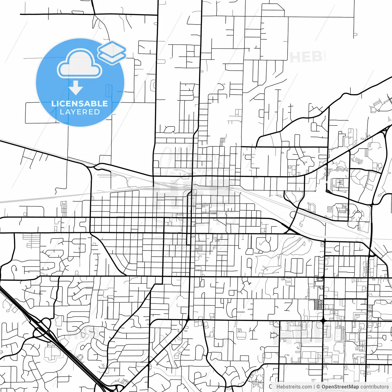 Layered PDF map of Jonesboro, Arkansas, United States