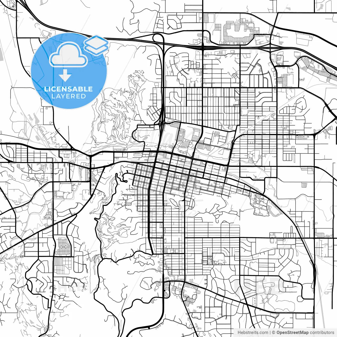 Layered PDF map of Rapid City, South Dakota, United States