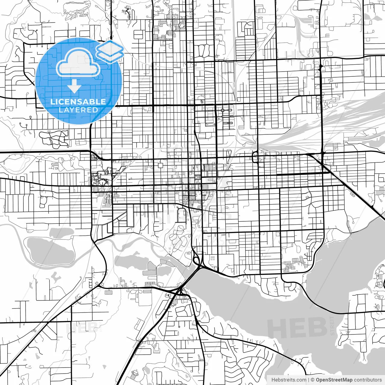 Layered PDF map of Decatur, Illinois, United States