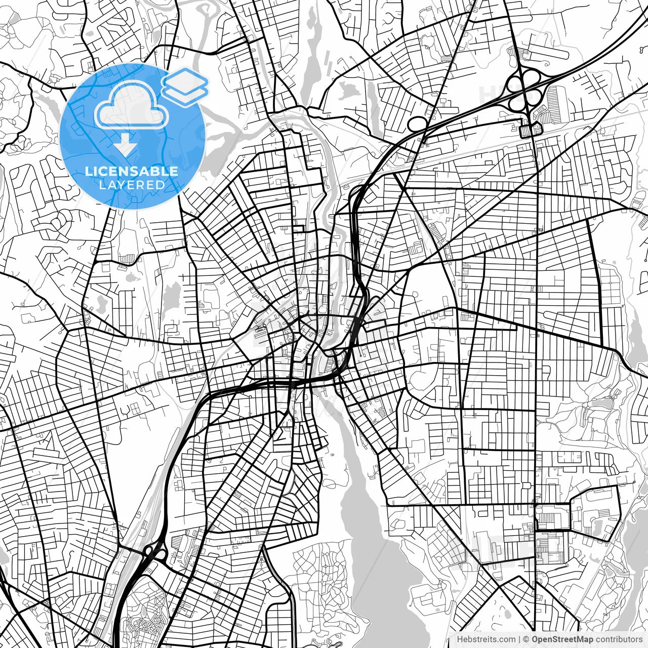 Layered PDF map of Pawtucket, Rhode Island, United States