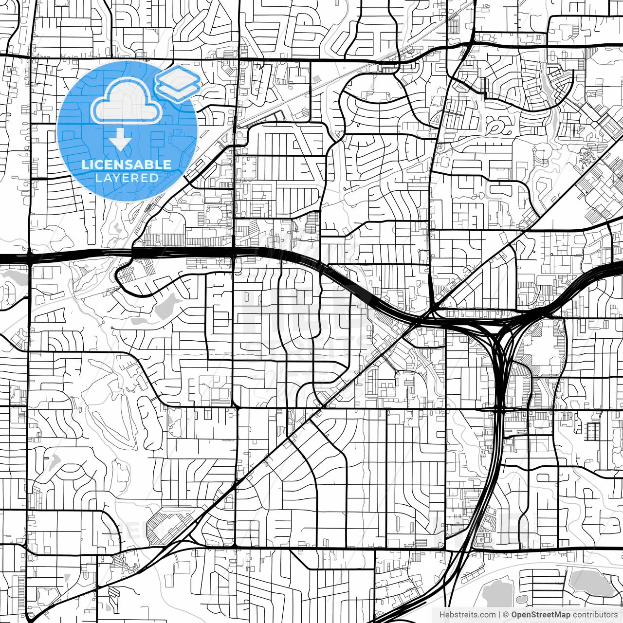 Layered PDF map of North Richland Hills, Texas, United States