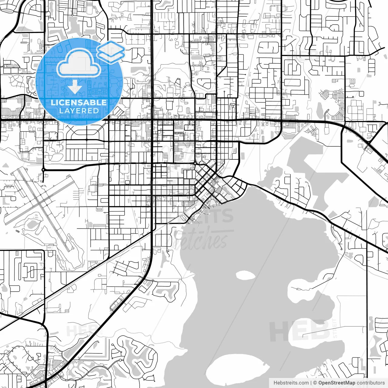 Layered PDF map of Kissimmee, Florida, United States