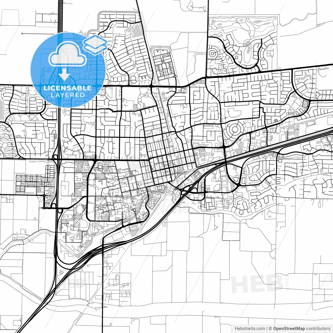 Layered PDF map of Davis, California, United States