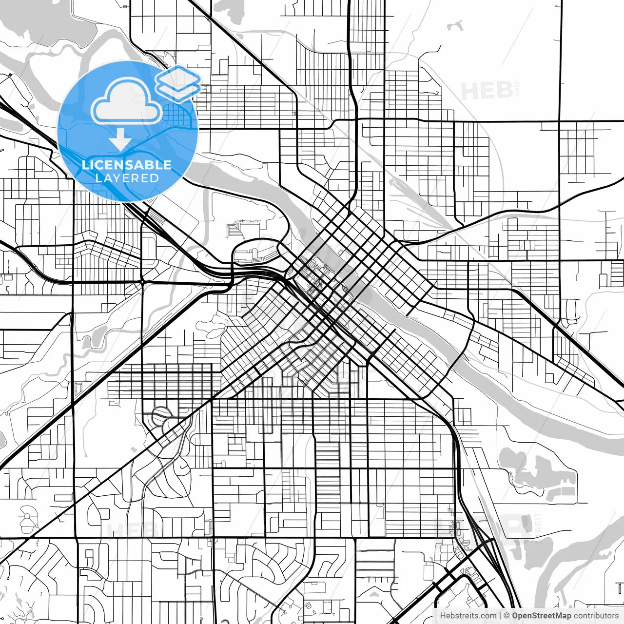 Layered PDF map of Waterloo, Iowa, United States