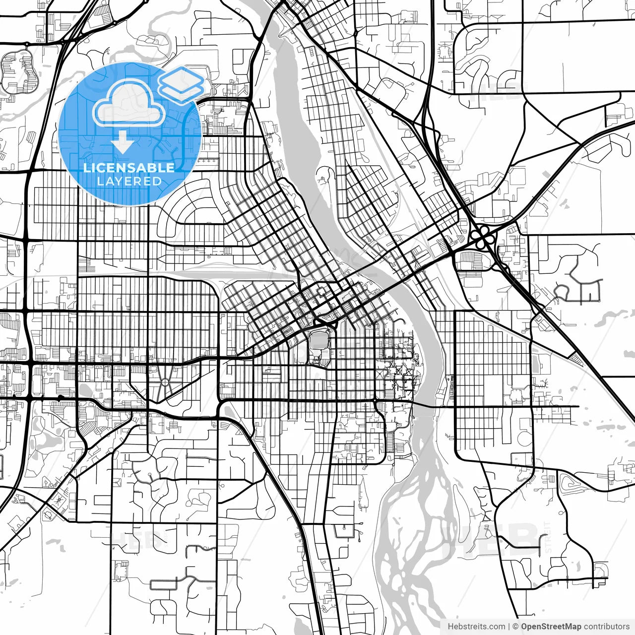 Layered PDF map of St. Cloud, Minnesota, United States