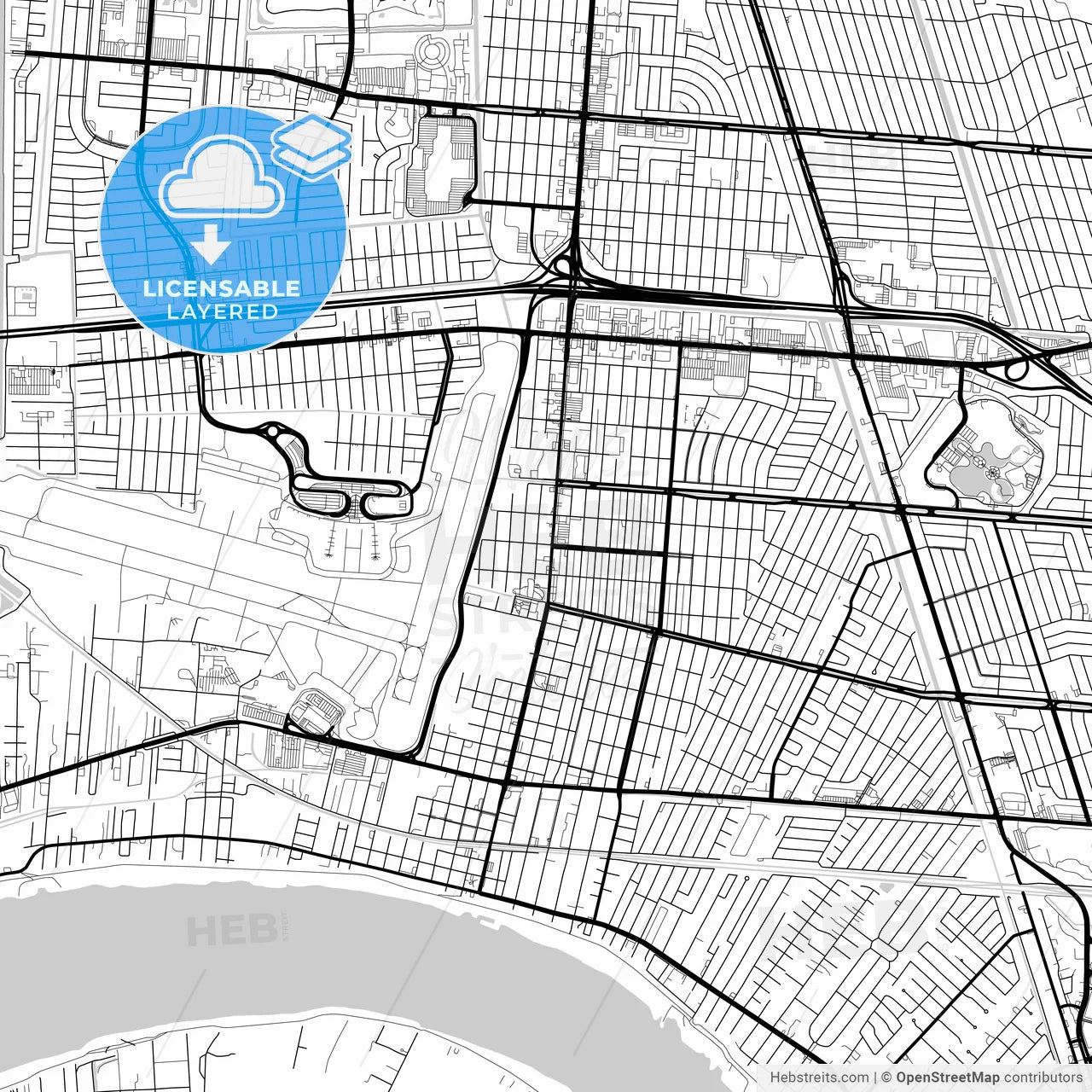 Layered PDF map of Kenner, Louisiana, United States
