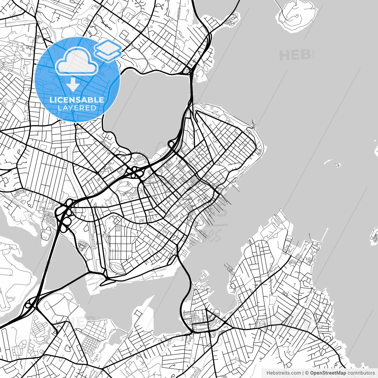 Layered PDF map of Portland, Maine, United States