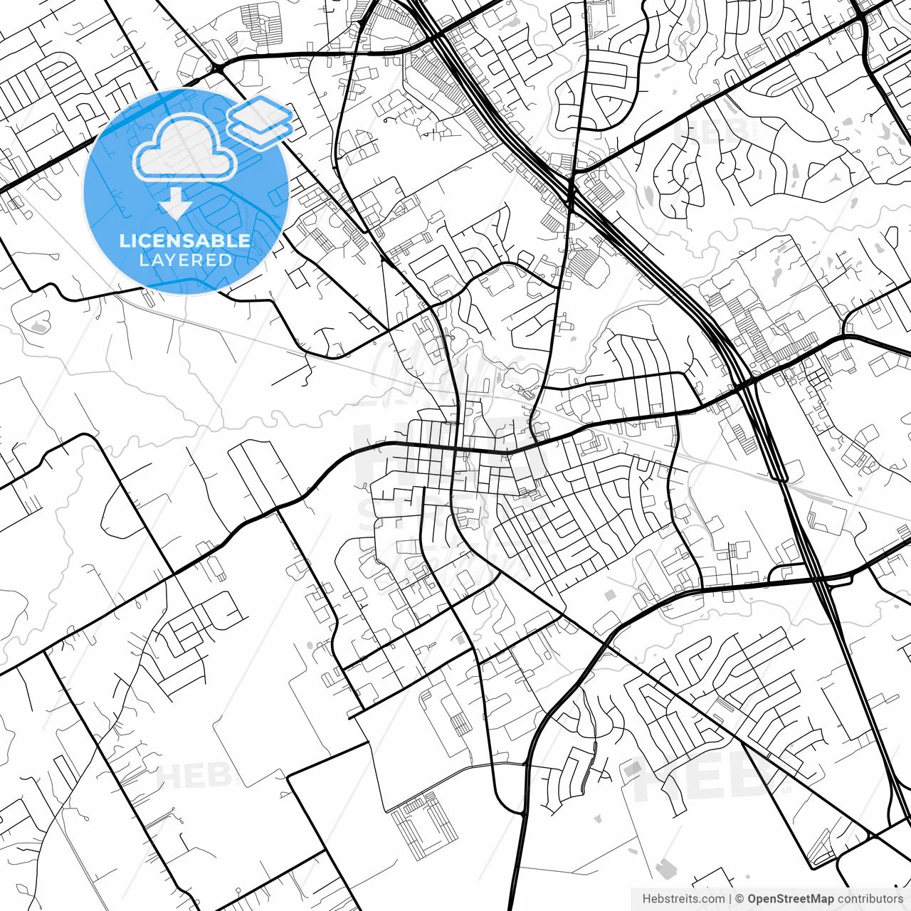 Layered PDF map of Mansfield, Texas, United States