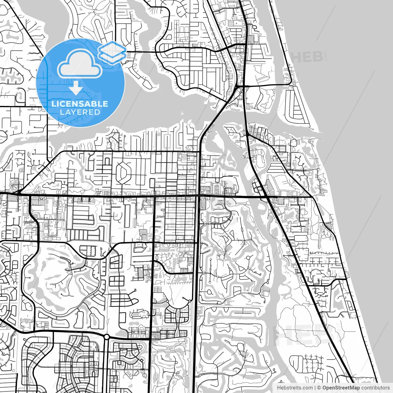 Layered PDF map of Jupiter, Florida, United States