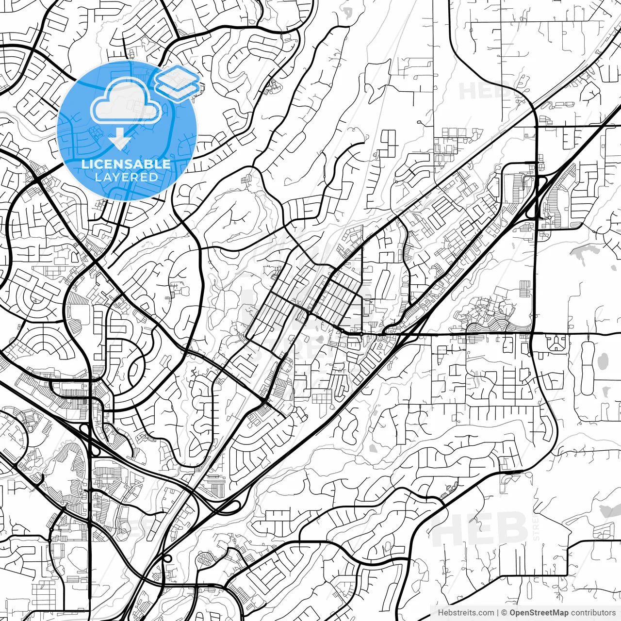 Layered PDF map of Rocklin, California, United States