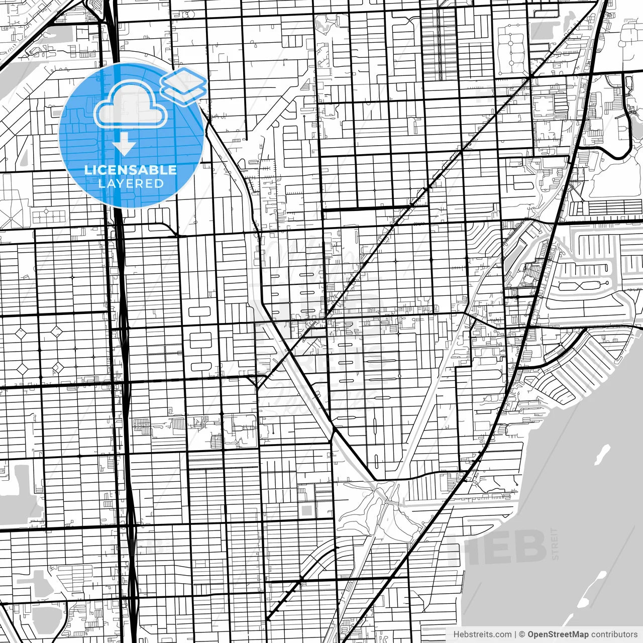 Layered PDF map of North Miami, Florida, United States