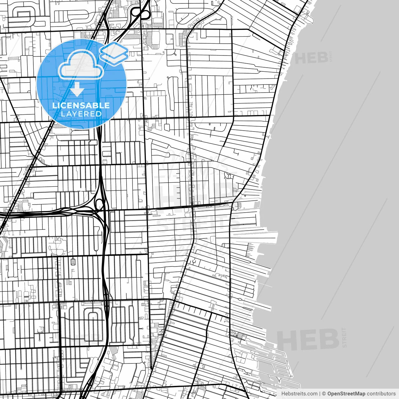 Layered PDF map of St. Clair Shores, Michigan, United States
