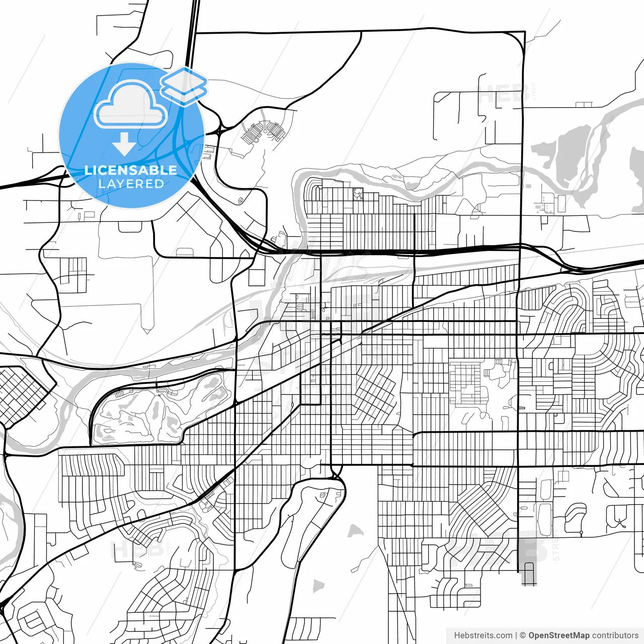 Layered PDF map of Casper, Wyoming, United States
