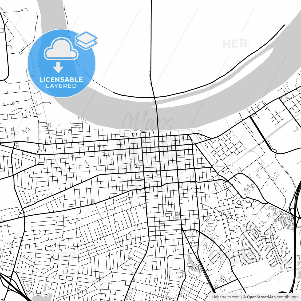 Layered PDF map of Owensboro, Kentucky, United States