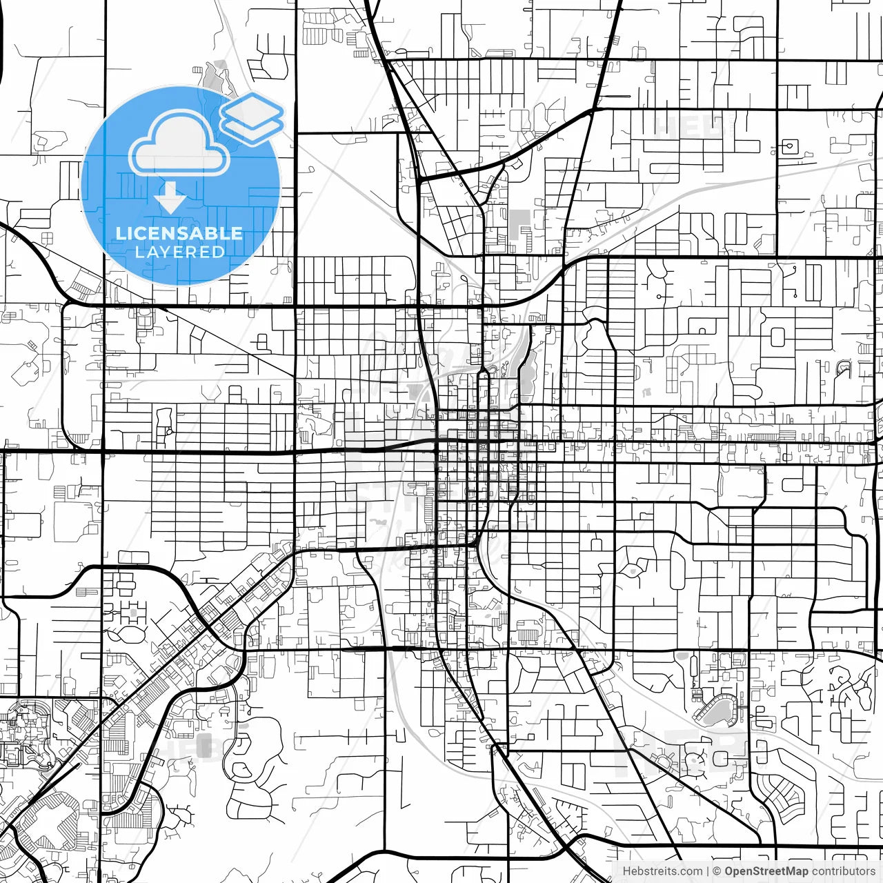 Layered PDF map of Ocala, Florida, United States