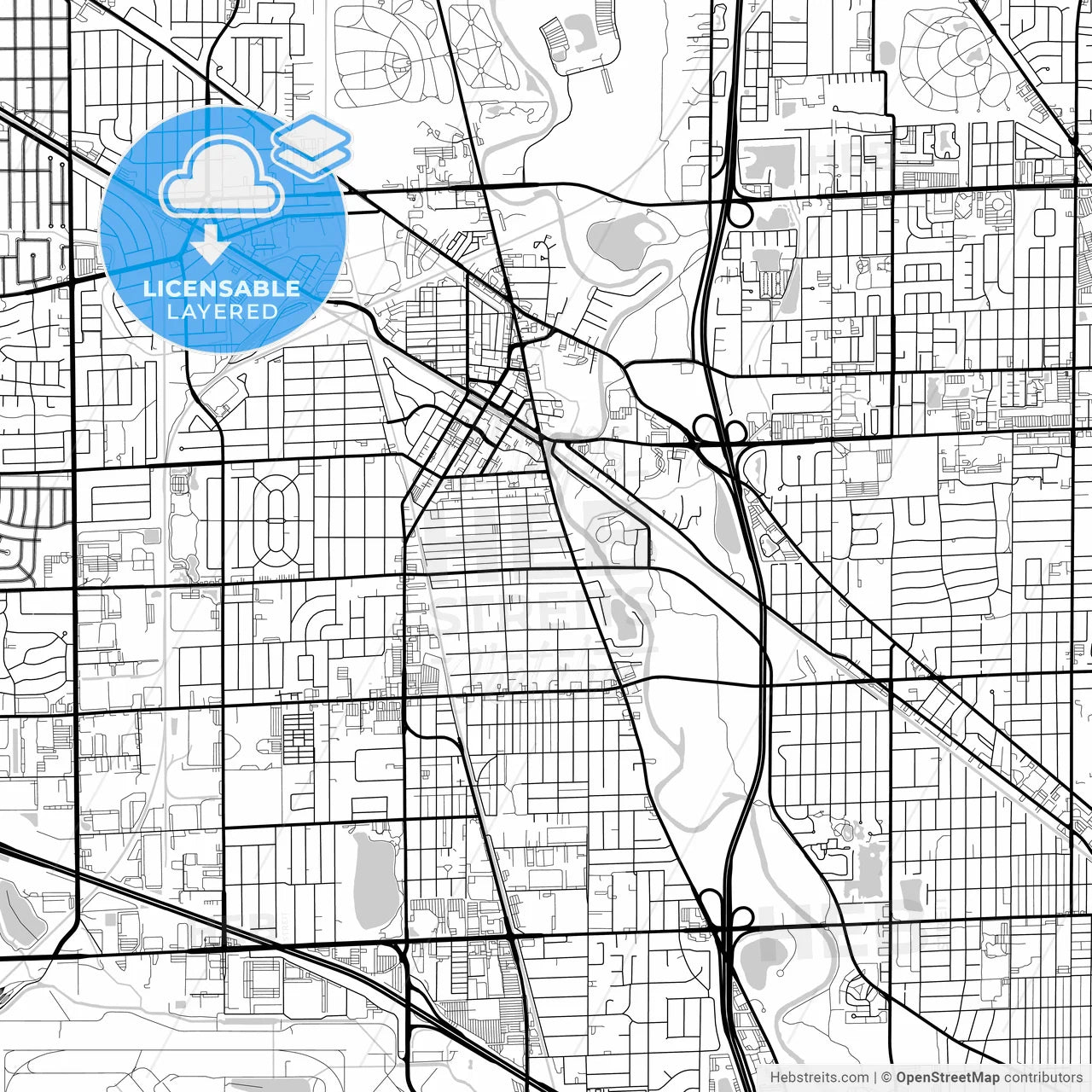 Layered PDF map of Des Plaines, Illinois, United States
