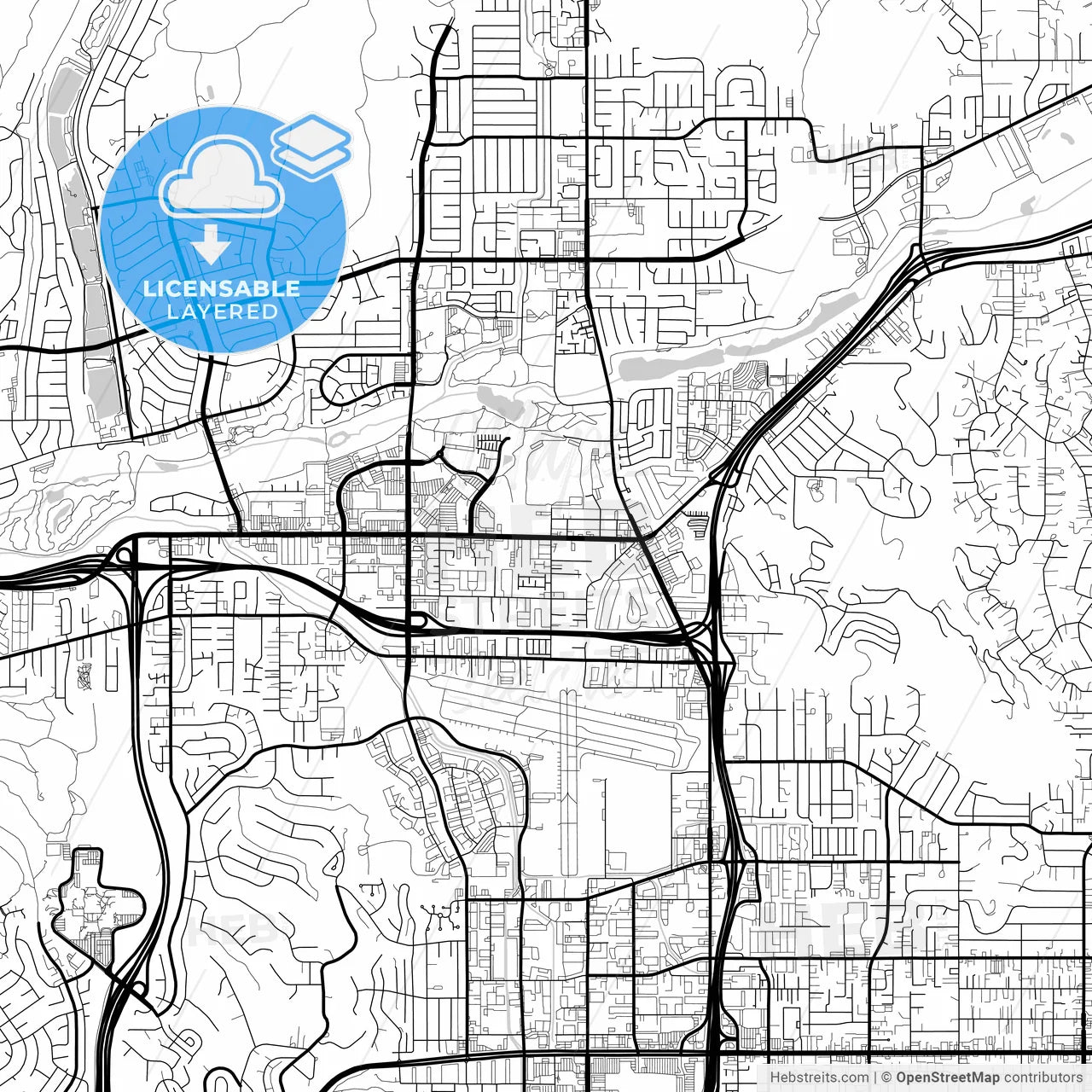 Layered PDF map of Santee, California, United States