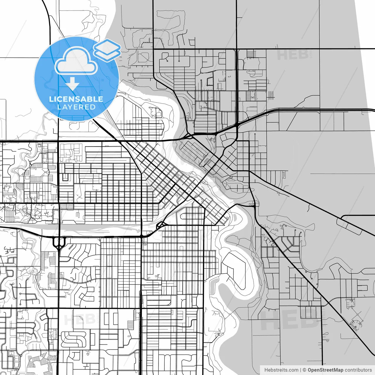 Layered PDF map of Grand Forks, North Dakota, United States