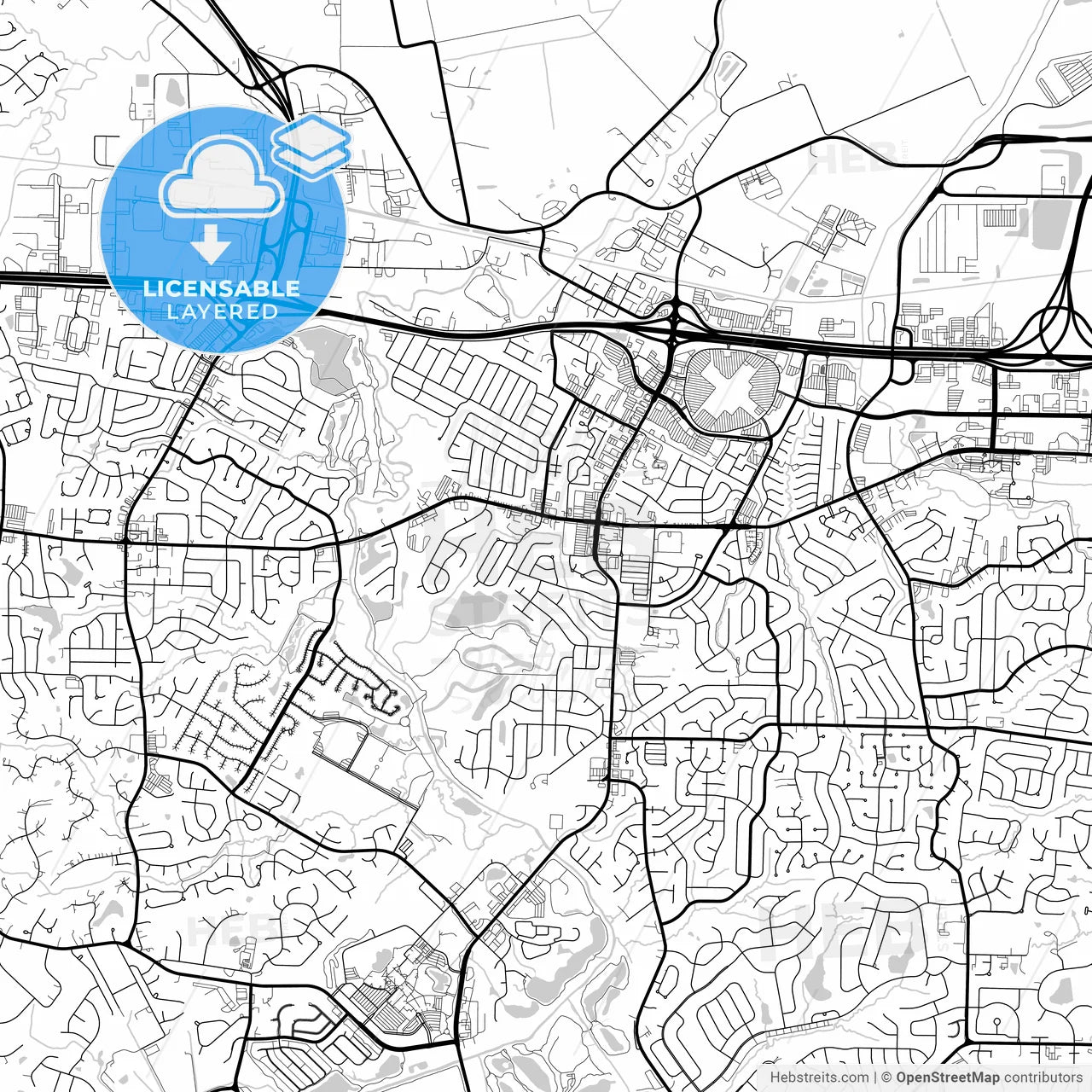 Layered PDF map of St. Peters, Missouri, United States