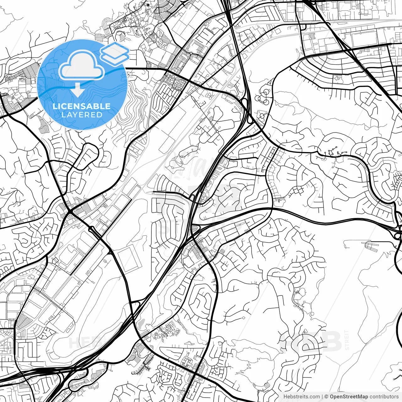 Layered PDF map of Diamond Bar, California, United States