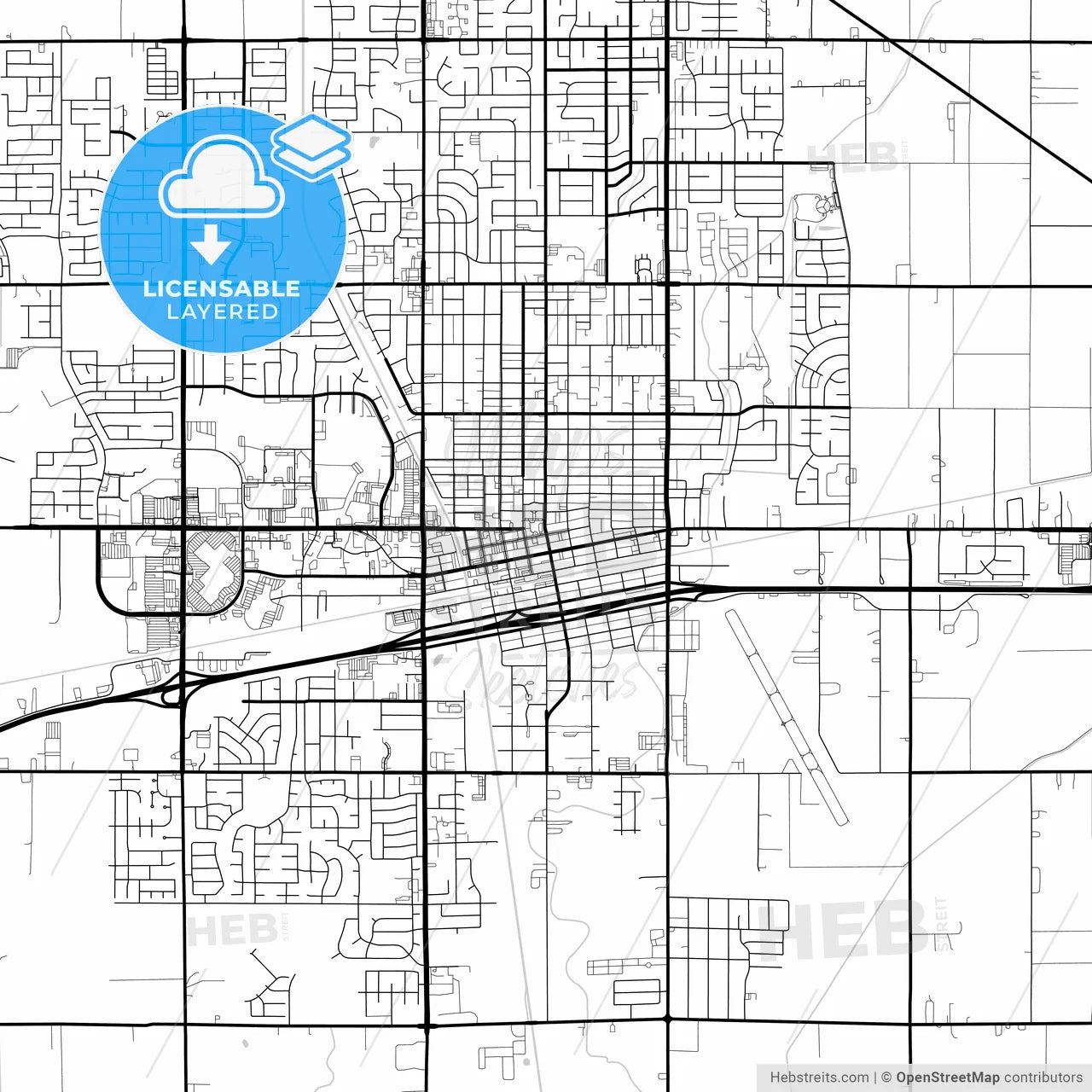 Layered PDF map of Hanford, California, United States