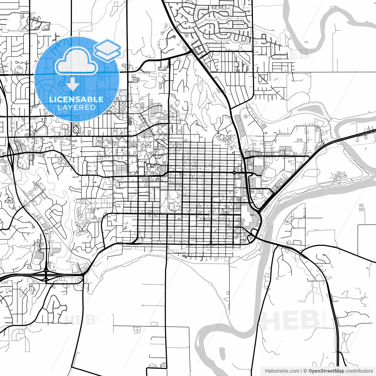 Layered PDF map of Manhattan, Kansas, United States
