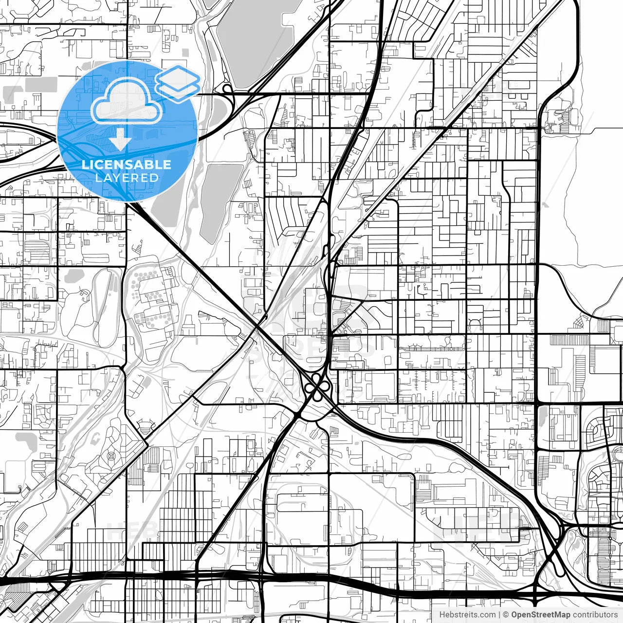 Layered PDF map of Commerce City, Colorado, United States