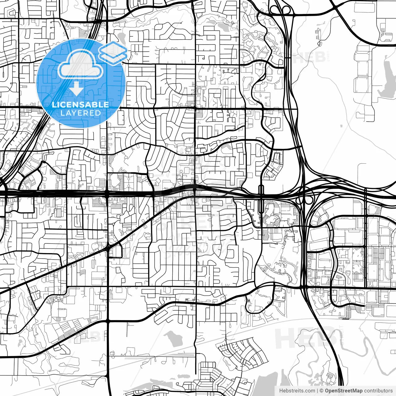 Layered PDF map of Euless, Texas, United States