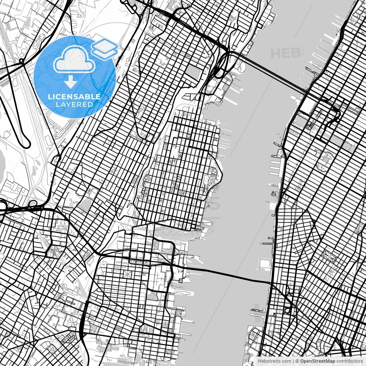 Layered PDF map of Hoboken, New Jersey, United States