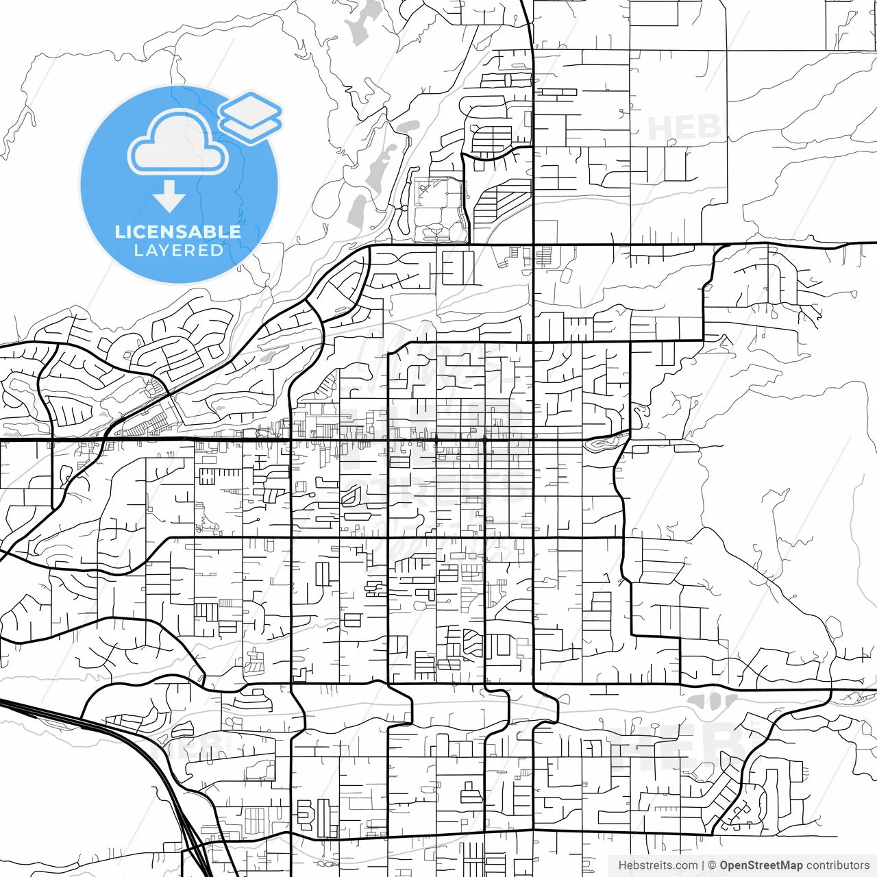 Layered PDF map of Yucaipa, California, United States