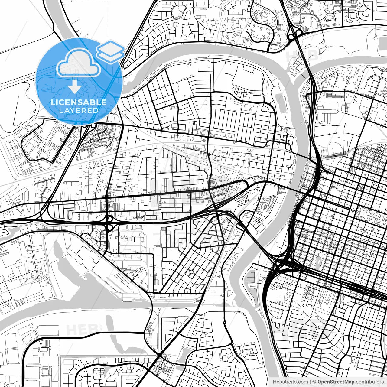 Layered PDF map of West Sacramento, California, United States