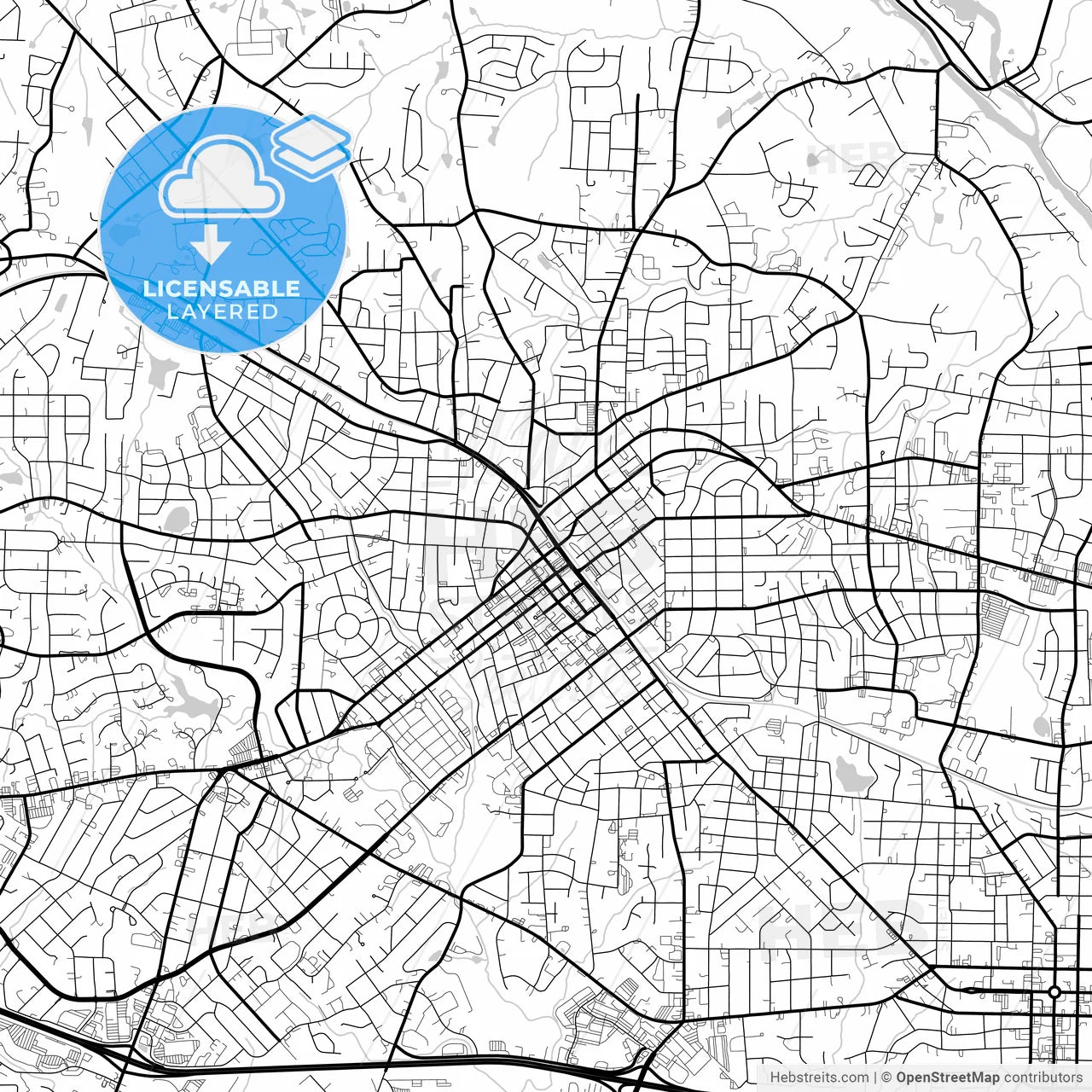 Layered PDF map of Burlington, North Carolina, United States