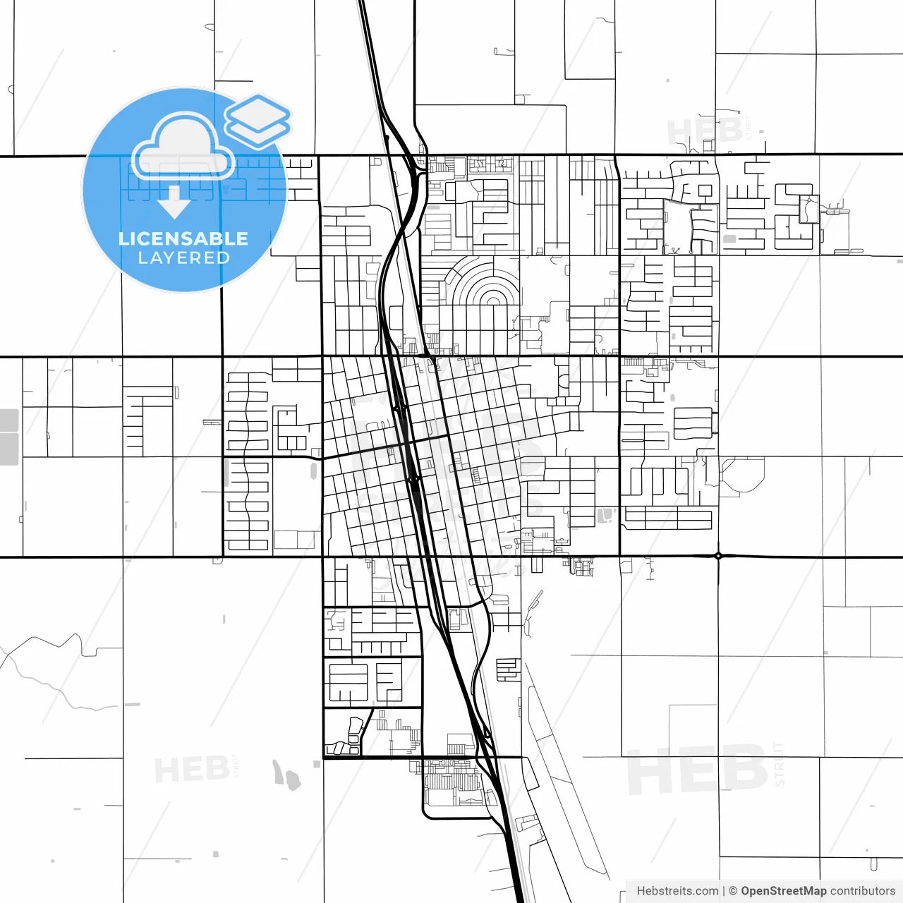 Layered PDF map of Delano, California, United States