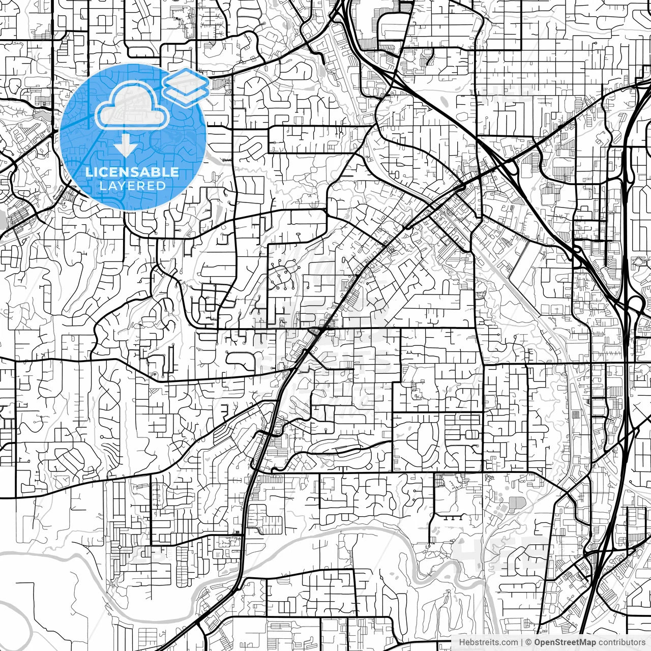Layered PDF map of Tigard, Oregon, United States