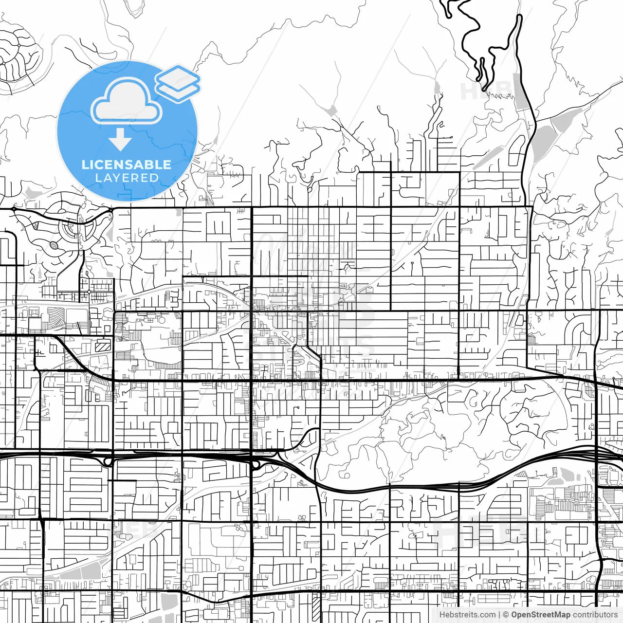 Layered PDF map of Glendora, California, United States