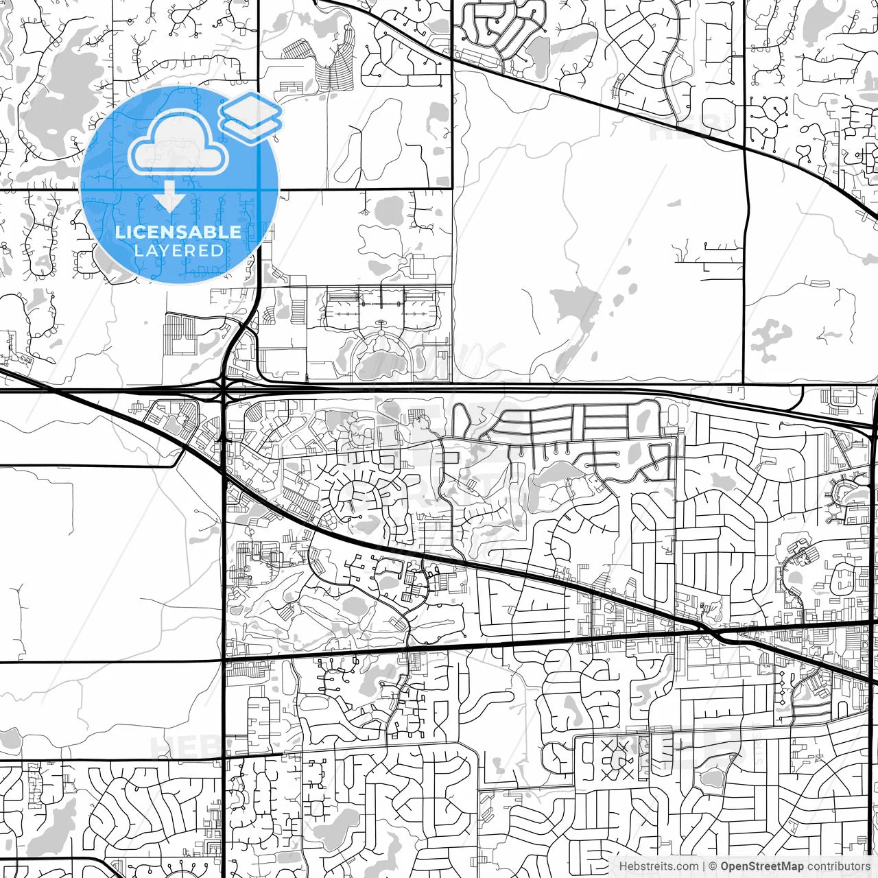 Layered PDF map of Hoffman Estates, Illinois, United States