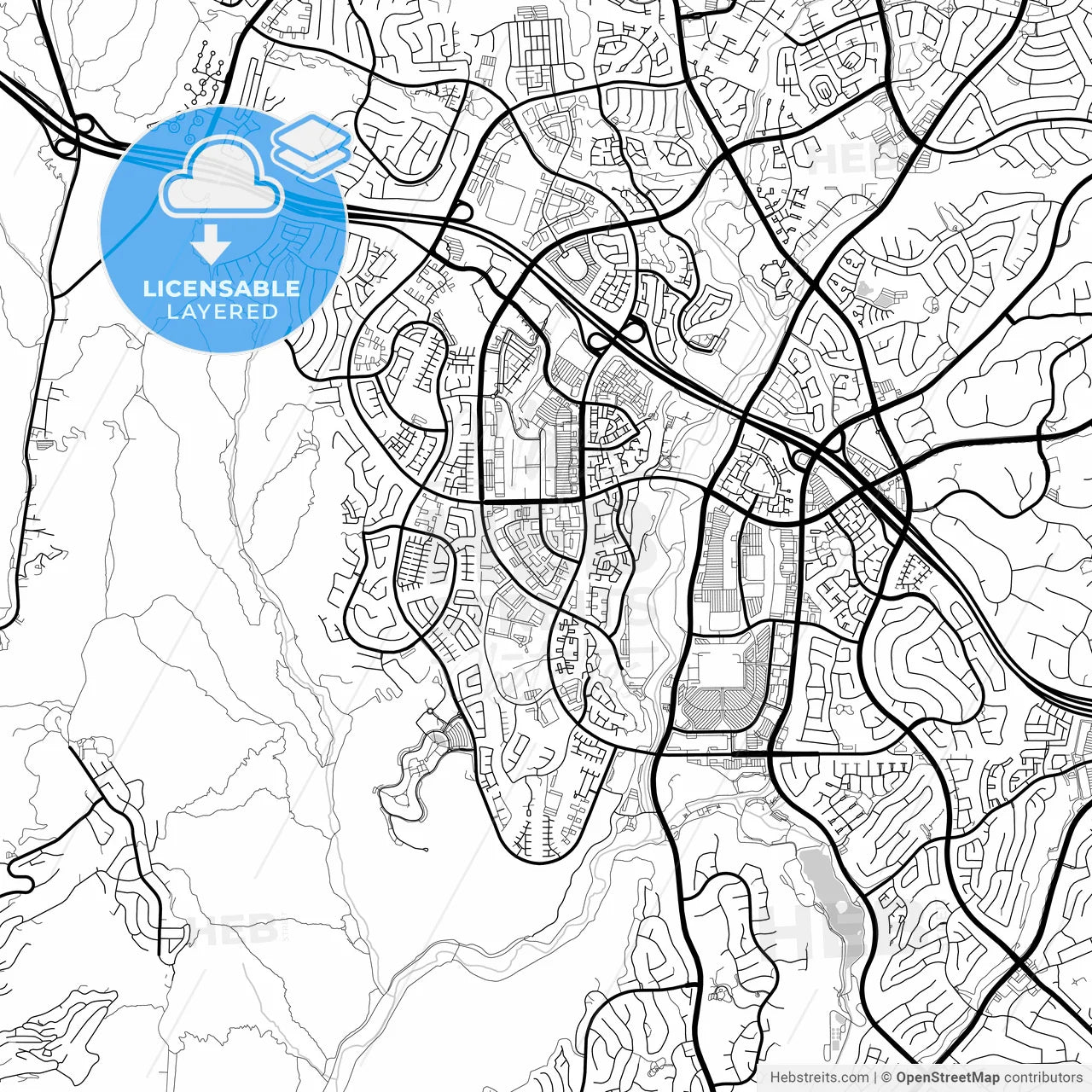 Layered PDF map of Aliso Viejo, California, United States