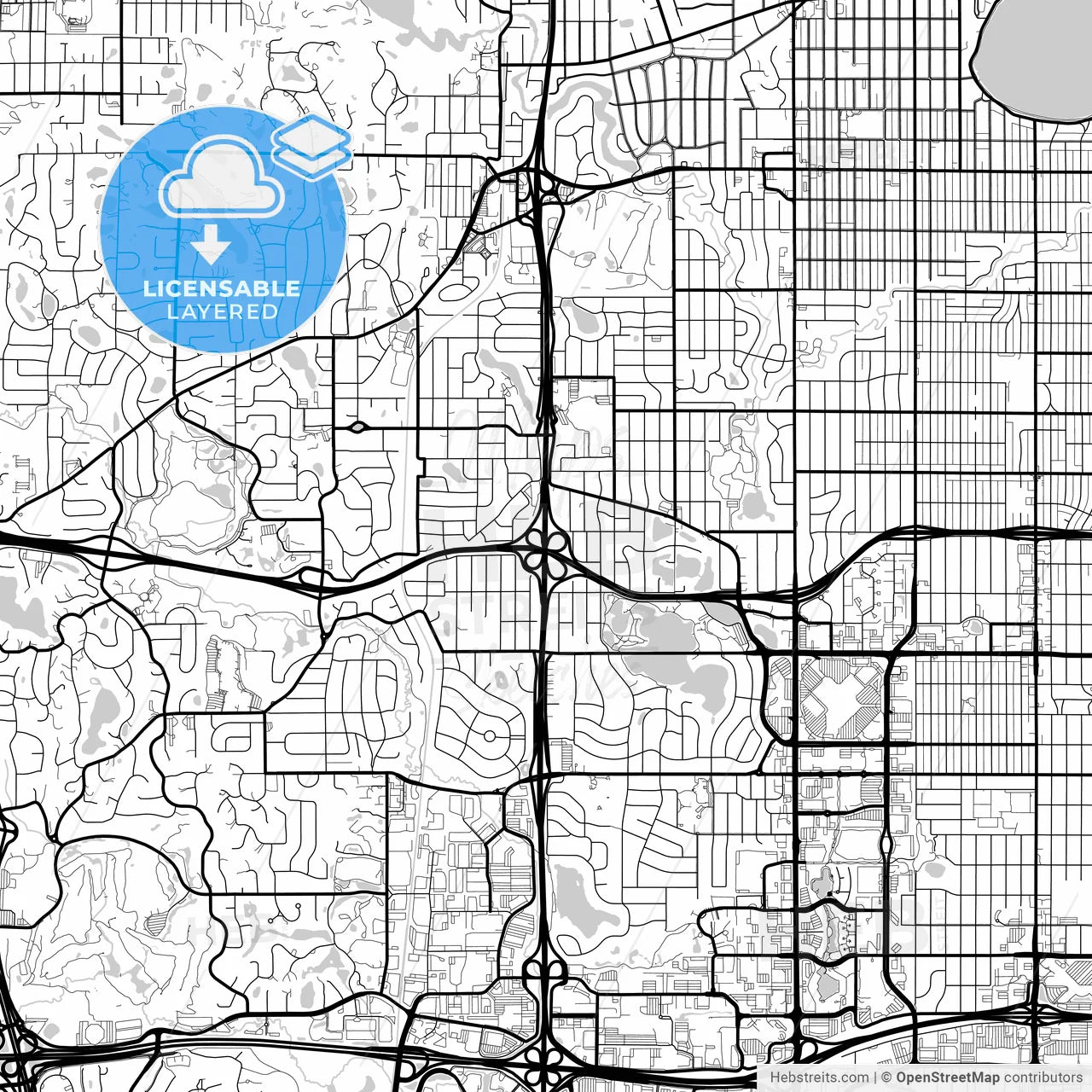 Layered PDF map of Edina, Minnesota, United States