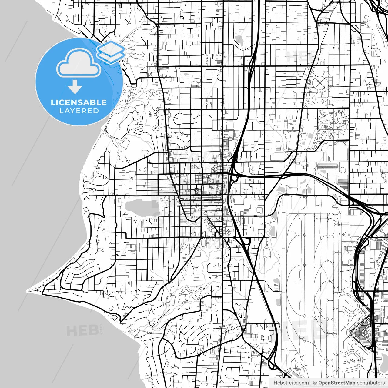 Layered PDF map of Burien, Washington, United States