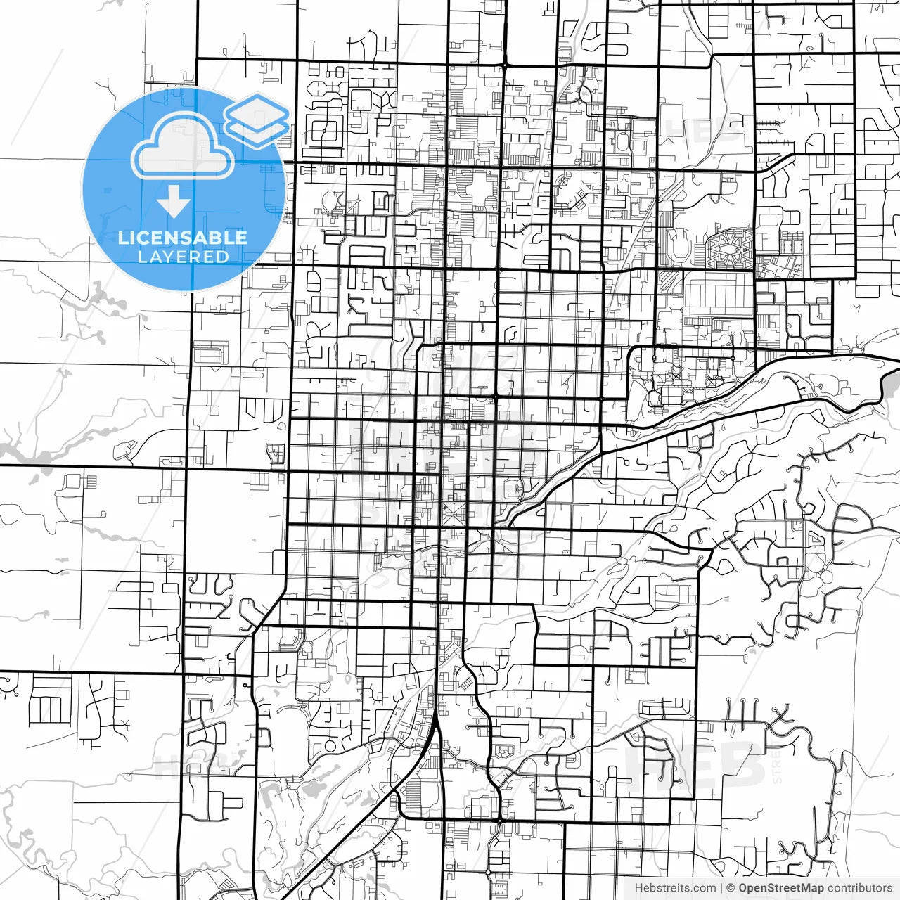 Layered PDF map of Logan, Utah, United States