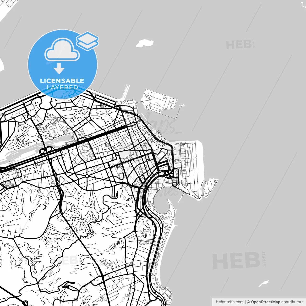 Layered PDF map of Rio de Janeiro, Brazil