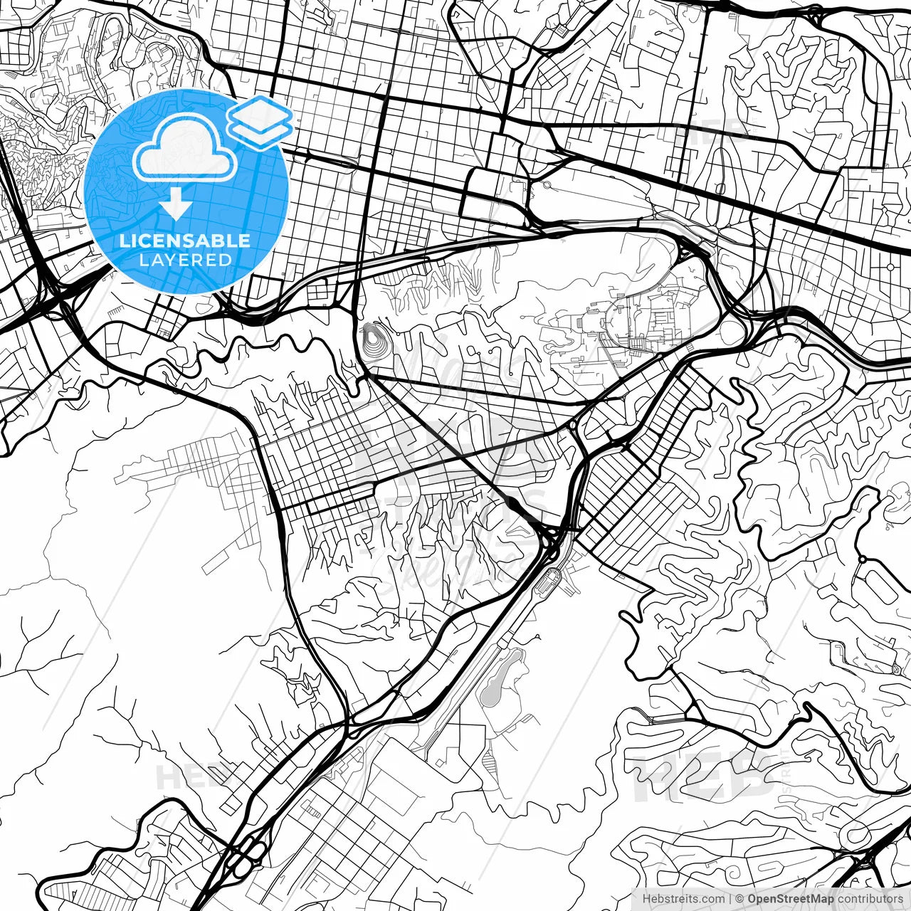 Layered PDF map of Caracas, Venezuela