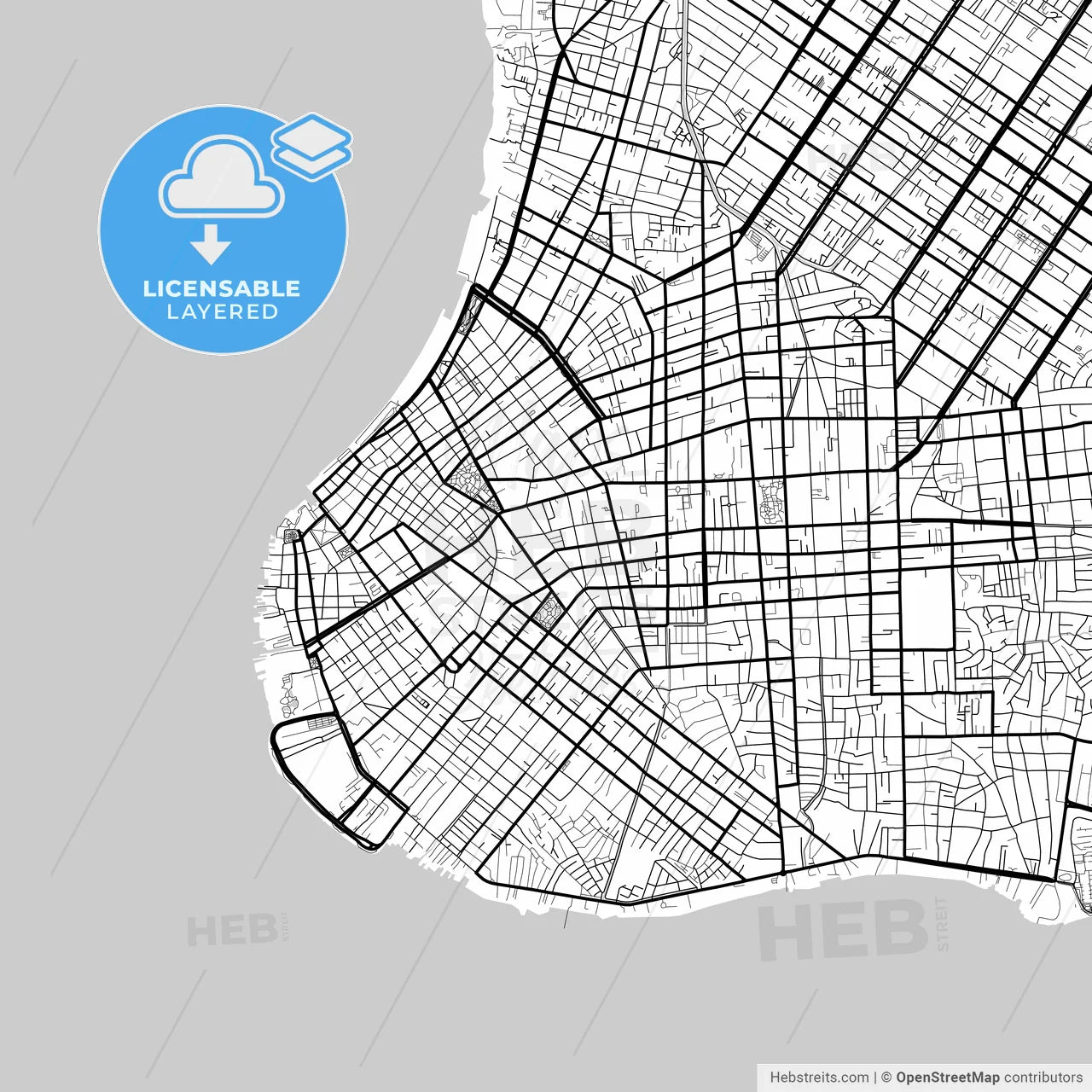 Layered PDF map of Belem, Brazil