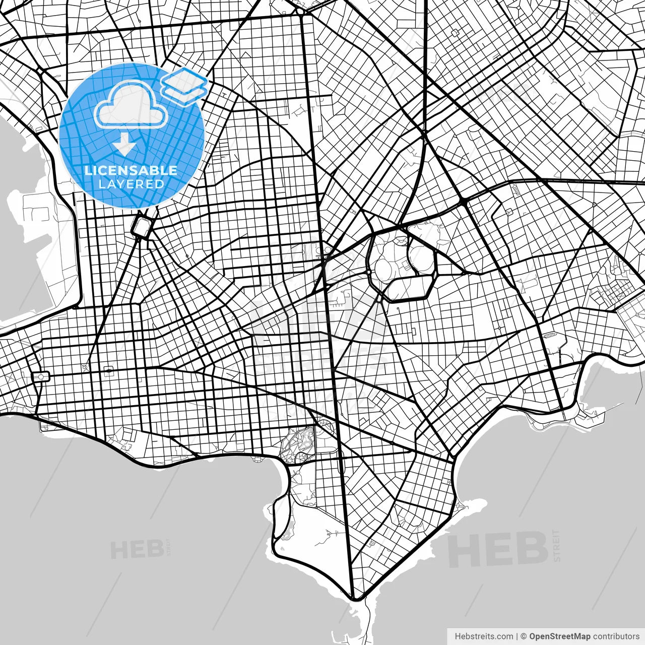 Layered PDF map of Montevideo, Uruguay